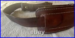 BIANCHI WHITE STITCHED SHEEP SHEARLING BACKED LEATHER RIFLE SLING Vintage