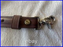 BIANCHI WHITE STITCHED SHEEP SHEARLING BACKED LEATHER RIFLE SLING Vintage