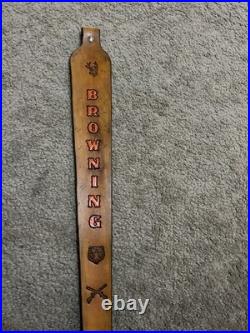 BROWNING Custom Leather Rifle Sling Hand Tooled And Made in the USA