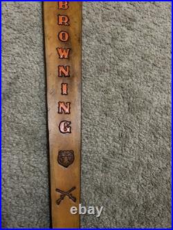 BROWNING Custom Leather Rifle Sling Hand Tooled And Made in the USA BROWNING Custom Leather Rifle Sling Hand Tooled And Made in the USA