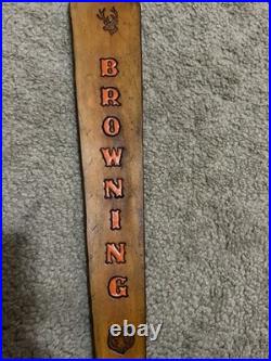 BROWNING Custom Leather Rifle Sling Hand Tooled And Made in the USA BROWNING Custom Leather Rifle Sling Hand Tooled And Made in the USA