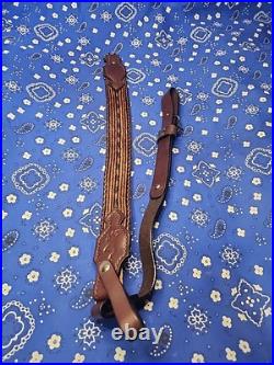 BROWNING HORESEHAIR LEATHER RIFLE SLING THUMBHOLE BUCKLE With SWIVELS