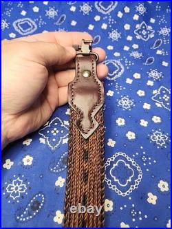 BROWNING HORESEHAIR LEATHER RIFLE SLING THUMBHOLE BUCKLE With SWIVELS