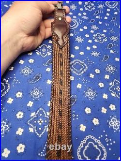 BROWNING HORESEHAIR LEATHER RIFLE SLING THUMBHOLE BUCKLE With SWIVELS