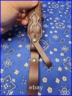 BROWNING HORESEHAIR LEATHER RIFLE SLING THUMBHOLE BUCKLE With SWIVELS