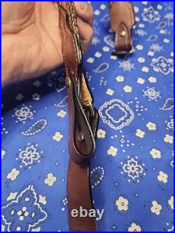 BROWNING HORESEHAIR LEATHER RIFLE SLING THUMBHOLE BUCKLE With SWIVELS