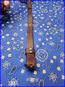 BROWNING HORESEHAIR LEATHER RIFLE SLING THUMBHOLE BUCKLE With SWIVELS