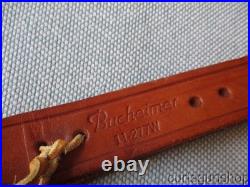 BUCHEIMER RUSSET BROWN LEATHER BASKETWEAVE PATTERN RIFLE SLING With QD SWIVELS