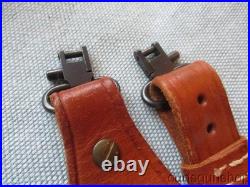 BUCHEIMER RUSSET BROWN LEATHER BASKETWEAVE PATTERN RIFLE SLING With QD SWIVELS