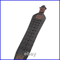 BakTrak Brown Leather Gun Sling with Grip Panel and Quick Adjusting Swivels