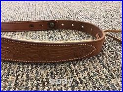 Bianchi #70 Cobra Rifle & Shotgun Sling, Tooled Brown Leather & Fur Lined