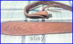 Bianchi Cobra #70 Padded 35 Hand Tooled Leather Rifle Sling with swivels