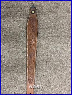 Bianchi Cobra #70 White Stitched Tooled Sheep Backed Leather Rifle Sling