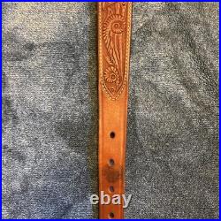 Bianchi Cobra #70 White Stitched Tooled Sheep Backed Leather Rifle Sling