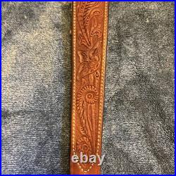 Bianchi Cobra #70 White Stitched Tooled Sheep Backed Leather Rifle Sling