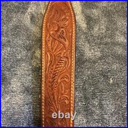 Bianchi Cobra #70 White Stitched Tooled Sheep Backed Leather Rifle Sling