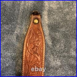 Bianchi Cobra #70 White Stitched Tooled Sheep Backed Leather Rifle Sling