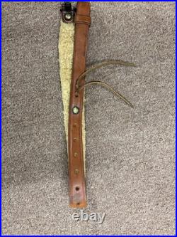 Bianchi Cobra #70 White Stitched Tooled Sheep Backed Leather Rifle Sling
