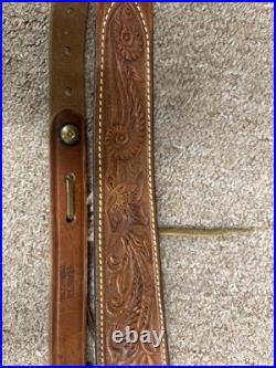 Bianchi Cobra #70 White Stitched Tooled Sheep Backed Leather Rifle Sling