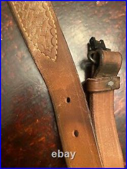Bianchi Cobra Adjustable Basketweave Leather Rifle Sling & Winchester Swivel #A1