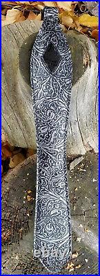 Black Cobra Diamond- Embossed Western pattern with Antique Silver