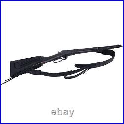 Black Combo Leather Rifle Buttstock Wrap, Gun Sling Swivels for. 357.38.30-30
