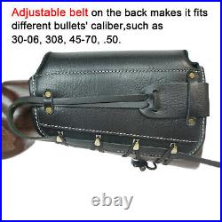 Black Cow Leather Rifle Buttstock With Matched Gun Shoulder Sling USA Shipping