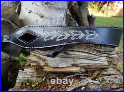 Black/Frosted 3-D Diamond Cobra Snakeskin Hand Tooled Winged Pattern