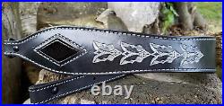 Black/Frosted 3-D Diamond Cobra Snakeskin Hand Tooled Winged Pattern