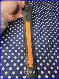 Black Leather Orange Weaved Stitched Rifle Sling W Uncle Mikes Swivels