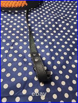 Black Leather Orange Weaved Stitched Rifle Sling W Uncle Mikes Swivels