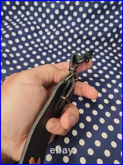 Black Leather Orange Weaved Stitched Rifle Sling W Uncle Mikes Swivels