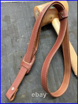 Brown Handmade Leather Rifle Shoulder sling Brown Stitching Brown Handmade Leather Rifle Shoulder sling Brown Stitching