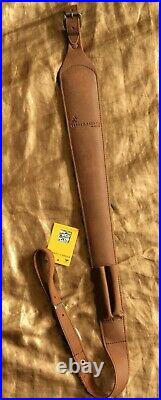 Brown Leather Cobra Hunting Rifle Sling Padded with non-slip grip back