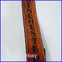 Brown Leather Padded Adjustable 2.5 Rifle Sling Stamped Winchester