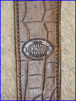 Brown Leather Rifle Sling S Monogram, Handcrafted in the USA, Economy AA