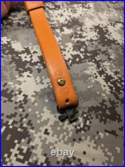 Brownell Latigo Leather Military Buckle Rifle Sling With Swivels