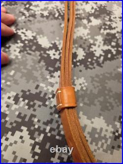 Brownell Latigo Leather Military Buckle Rifle Sling With Swivels