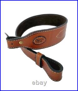 Browning Heritage Fancy Stiching Rifle Sling Suede Backing Leather Brown Custom Browning Heritage Fancy Stiching Rifle Sling Suede Backing Leather Brown Custom