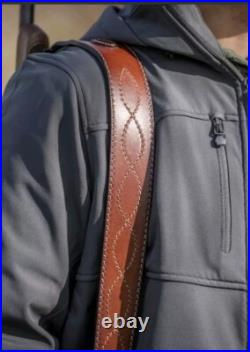 Browning Heritage Fancy Stiching Rifle Sling Suede Backing Leather Brown Custom Browning Heritage Fancy Stiching Rifle Sling Suede Backing Leather Brown Custom
