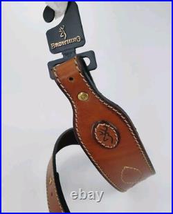 Browning Heritage Fancy Stiching Rifle Sling Suede Backing Leather Brown Custom Browning Heritage Fancy Stiching Rifle Sling Suede Backing Leather Brown Custom