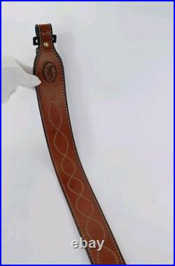 Browning Heritage Fancy Stiching Rifle Sling Suede Backing Leather Brown Custom Browning Heritage Fancy Stiching Rifle Sling Suede Backing Leather Brown Custom
