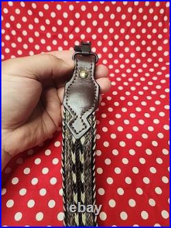 Browning Horesehair Leather Rifle Sling Thumbhole Buckle With Swivels