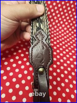 Browning Horesehair Leather Rifle Sling Thumbhole Buckle With Swivels