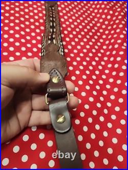 Browning Horesehair Leather Rifle Sling Thumbhole Buckle With Swivels