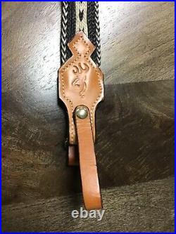Browning Leather & Horsehair Rifle Sling, Black & Driftwood, Excellent withSwivels