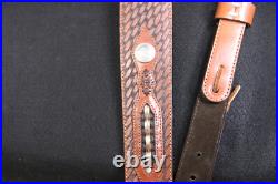 Browning Leather Sling with Buffalo Nickel Coins Riifle Shotgun BNWT #122602 F/S