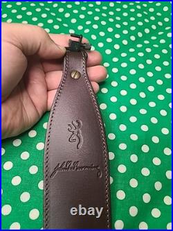 Browning Leather Suede Backed John Browning Signature Rifle Sling With Swivels