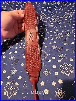 Browning Tooled Stitched Suede Backed Slip On No Swivel Trap Skeet Shotgun Sling