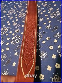 Bucheimer A-77w Tooled Stitched Suede Backed Leather Rifle Sling With Swivels